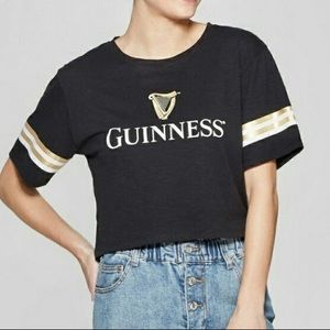 Guinness Black Short Sleeve Crop Top XS